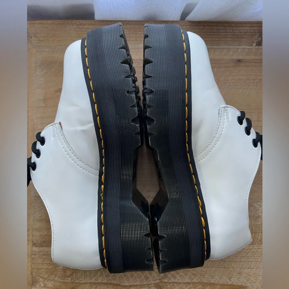 Dr. Martens 1461 Quad White Smooth Leather Platform Shoes Women’s Size 6